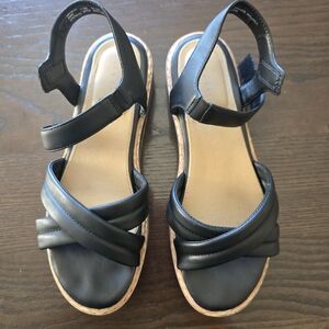 Kelly & Katie Black Crisscross Platform Sandals